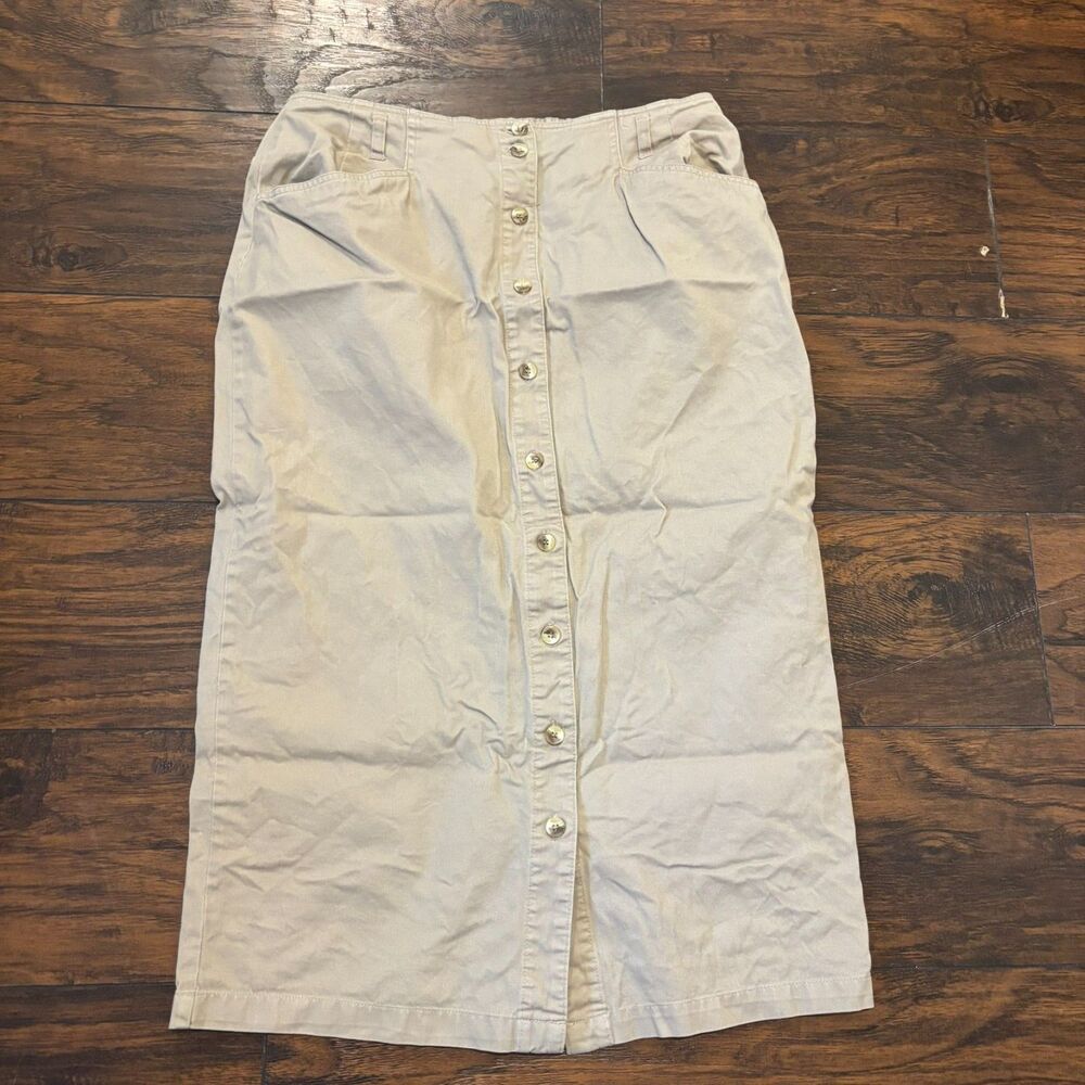 90's Truly Yours size 14 100% Cotton Full Button Boho Neutral Maxi Skirt